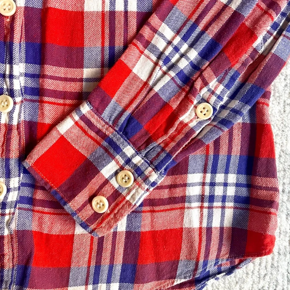 J. Crew Boy Fit Orange Plaid Long Sleeve Button Down Shirt